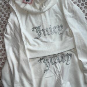 Juicy Couture Velour Sweatsuit Tracksuit Cream White Bling